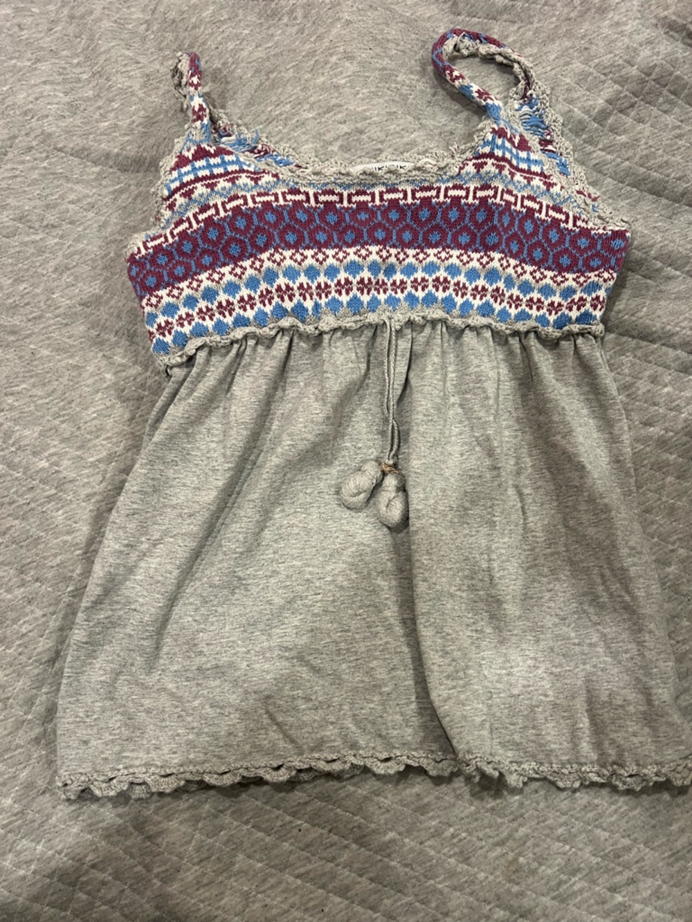 Gray Knit Colorful Smocked babydoll